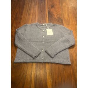 NIA Women’s Gray Knitted Wool Blend Button Down Cardigan Sweater Size S/M NWT